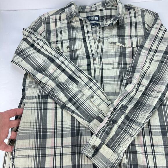 EUC The North Face Campridge Plaid Button Front Pockets Women's Shift Dress M - Picture 4 of 13